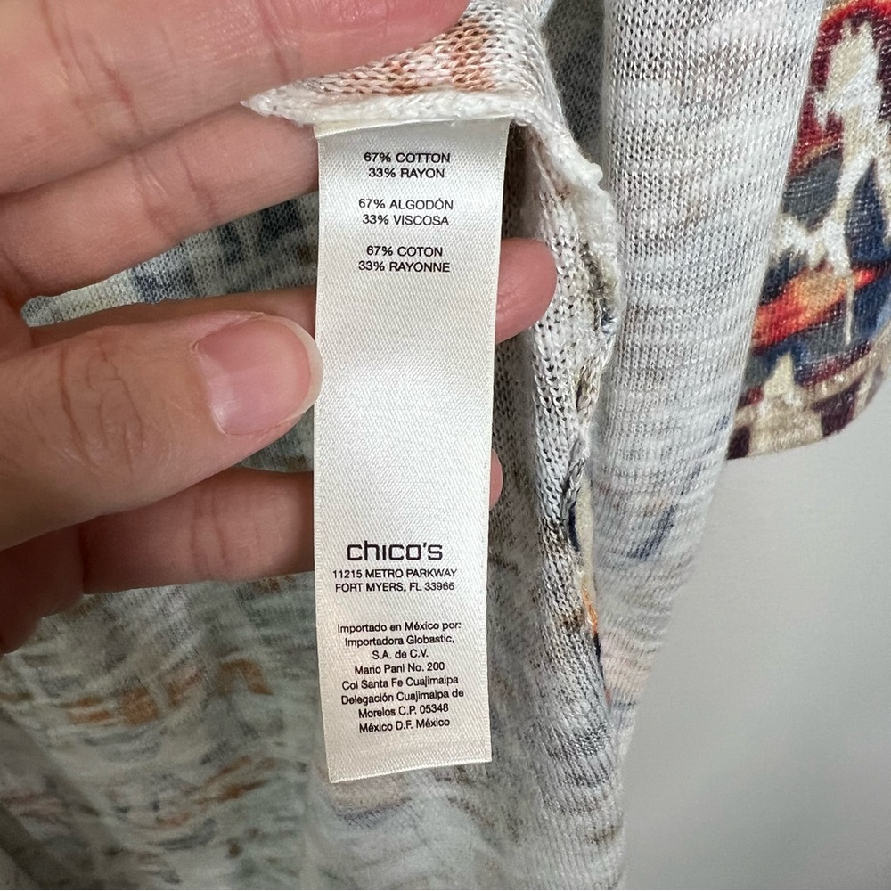 Chico's Patterned Long Duster Open Front Cardigan… - image 3